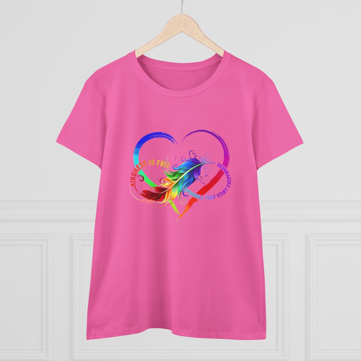 Rainbow Feather Heart Women's T-Shirt.