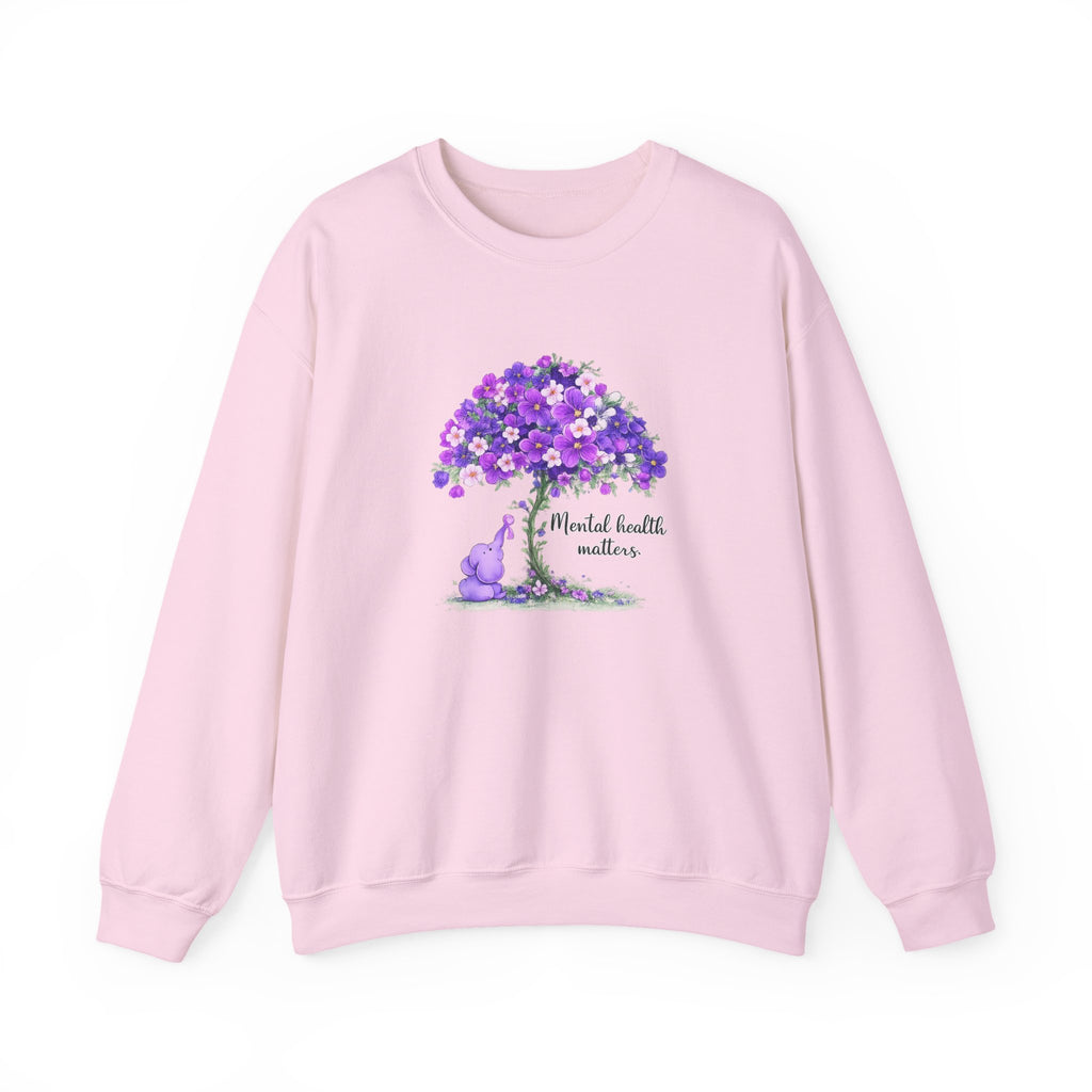 Purple Floral Tree & Cat Crewneck Sweatshirt.