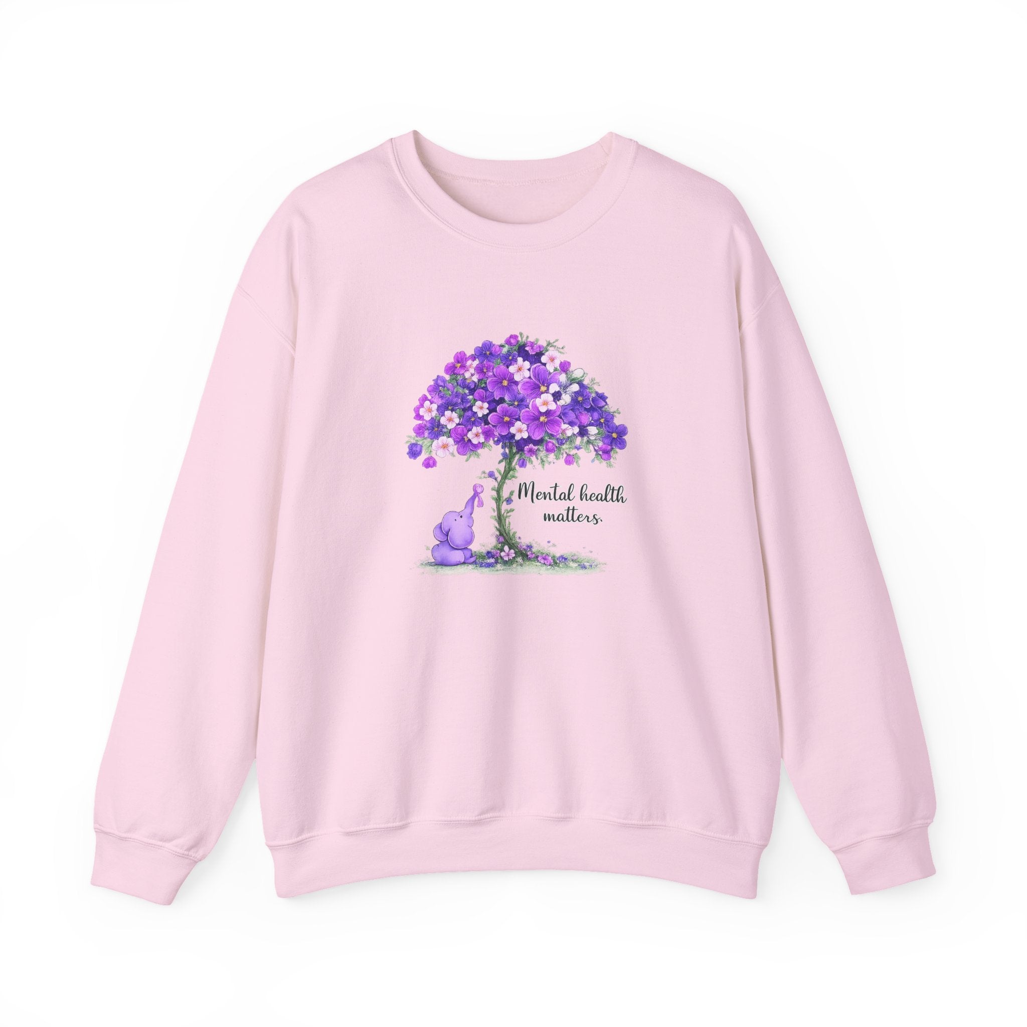 Purple Floral Tree & Cat Crewneck Sweatshirt.