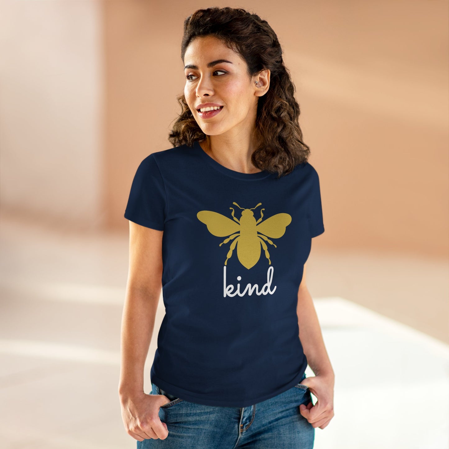 Yellow Bee Graphic Cotton Women T‑Shirt