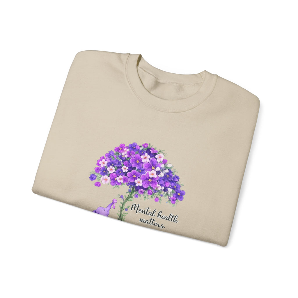 Purple Floral Tree & Cat Crewneck Sweatshirt.
