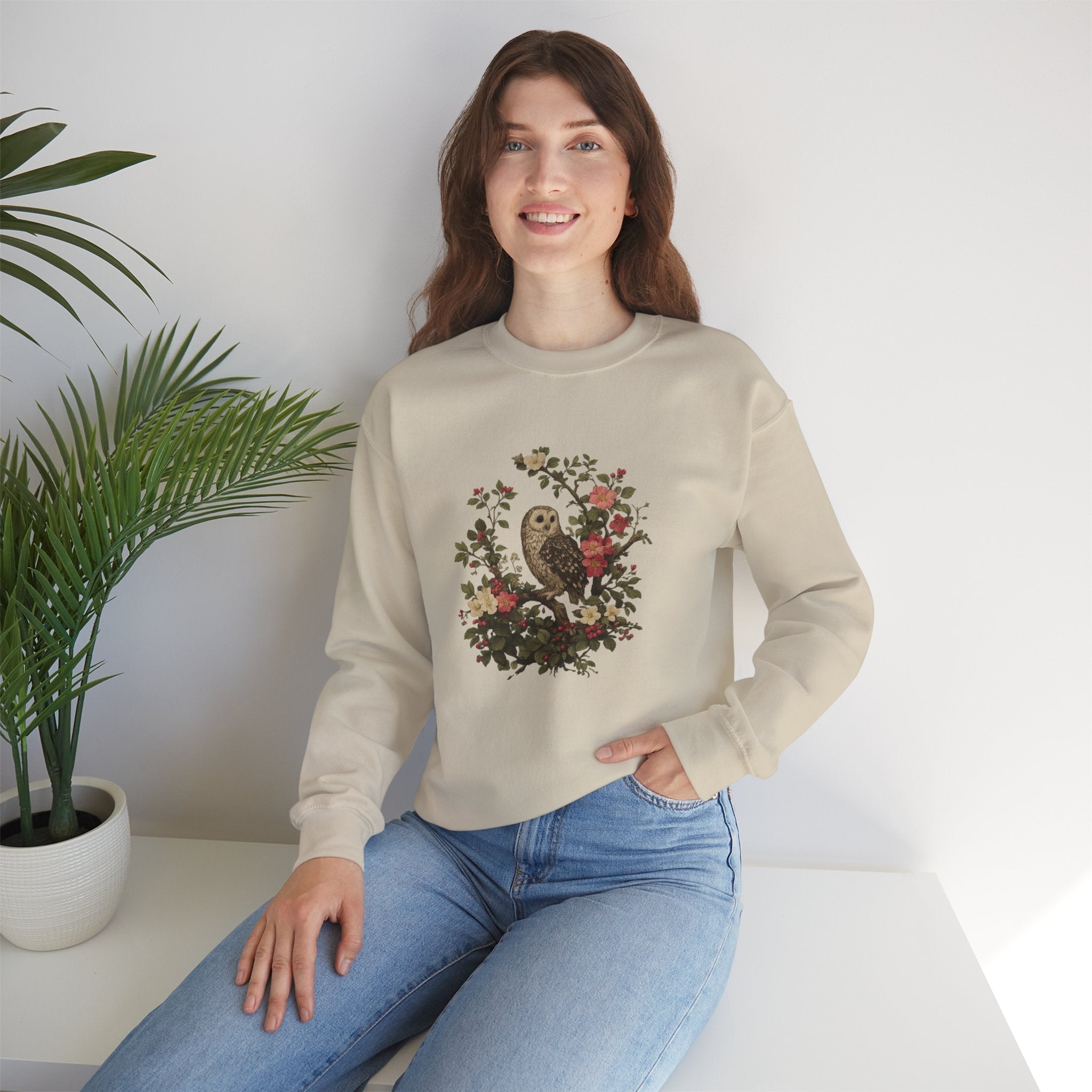 Owl & Wildflower Crewneck Sweatshirt.