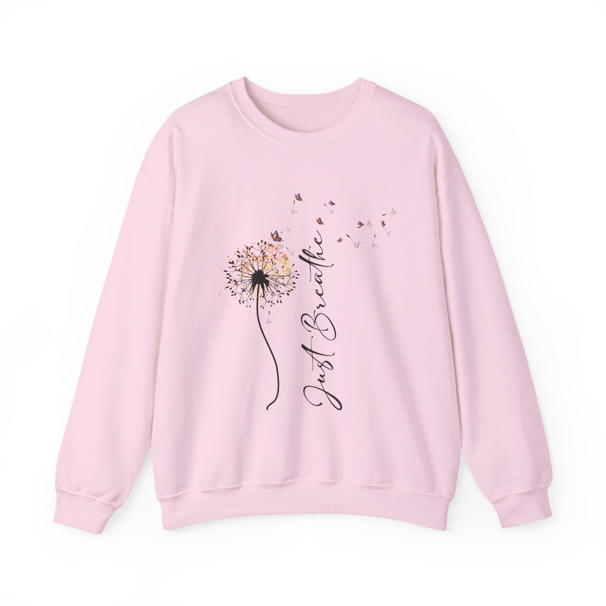 Crewneck Sweatshirt - Dandelion "Just Breathe" Floral Graphic