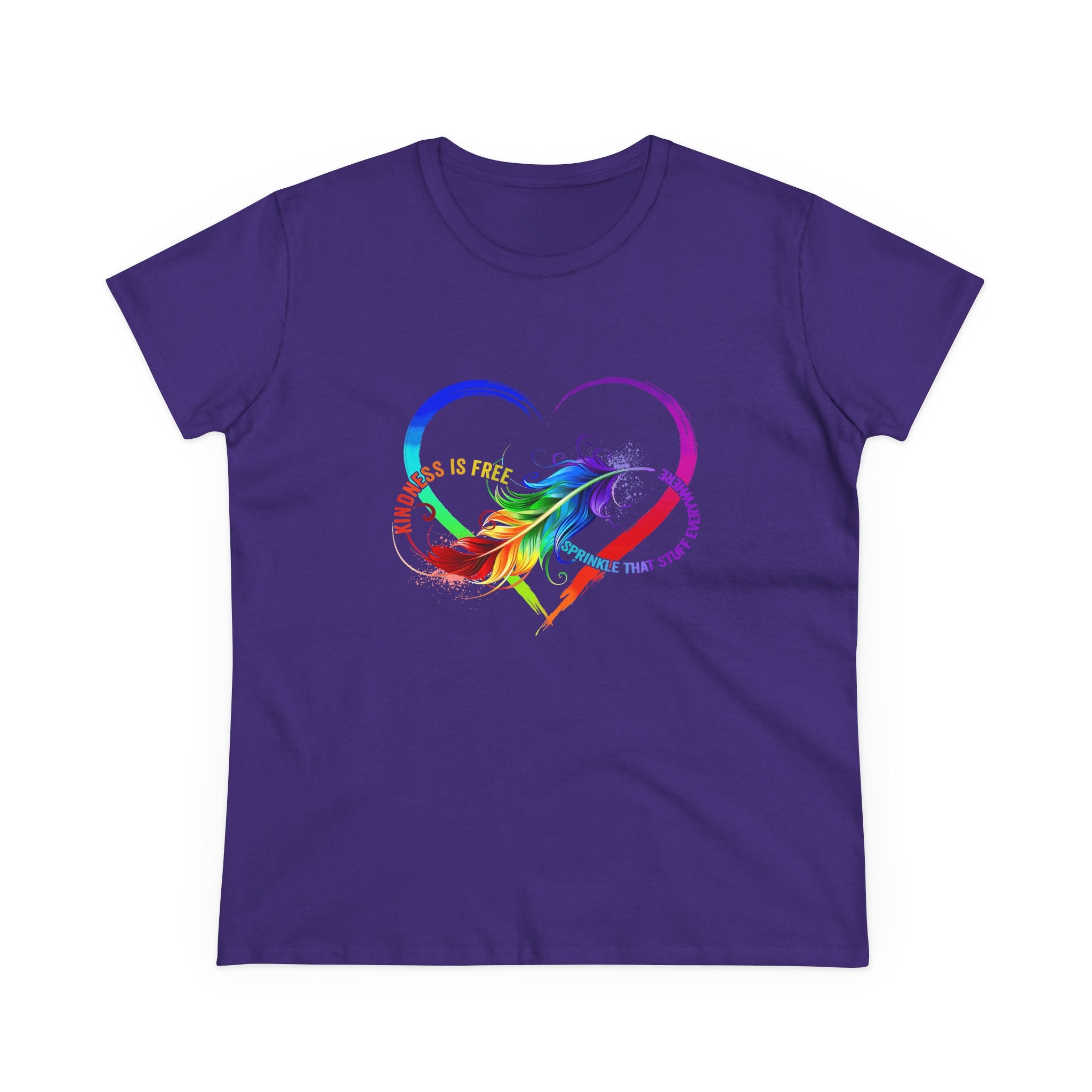 Rainbow Feather Heart Women's T-Shirt.