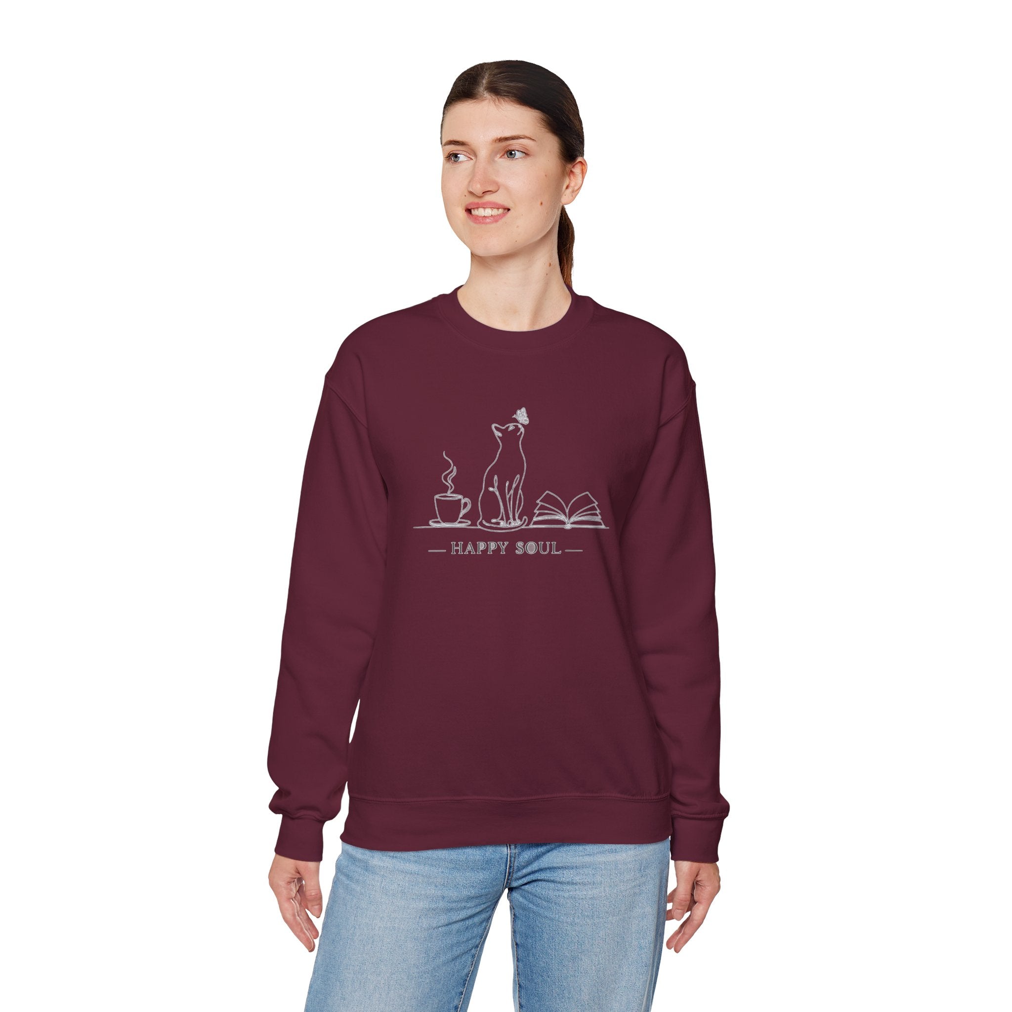 Happy Soul Crewneck Women Sweatshirt.