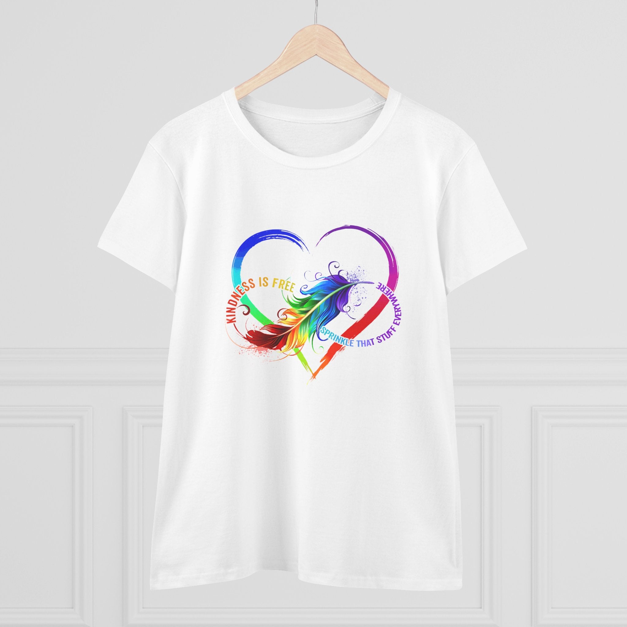 Rainbow Feather Heart Women's T-Shirt.