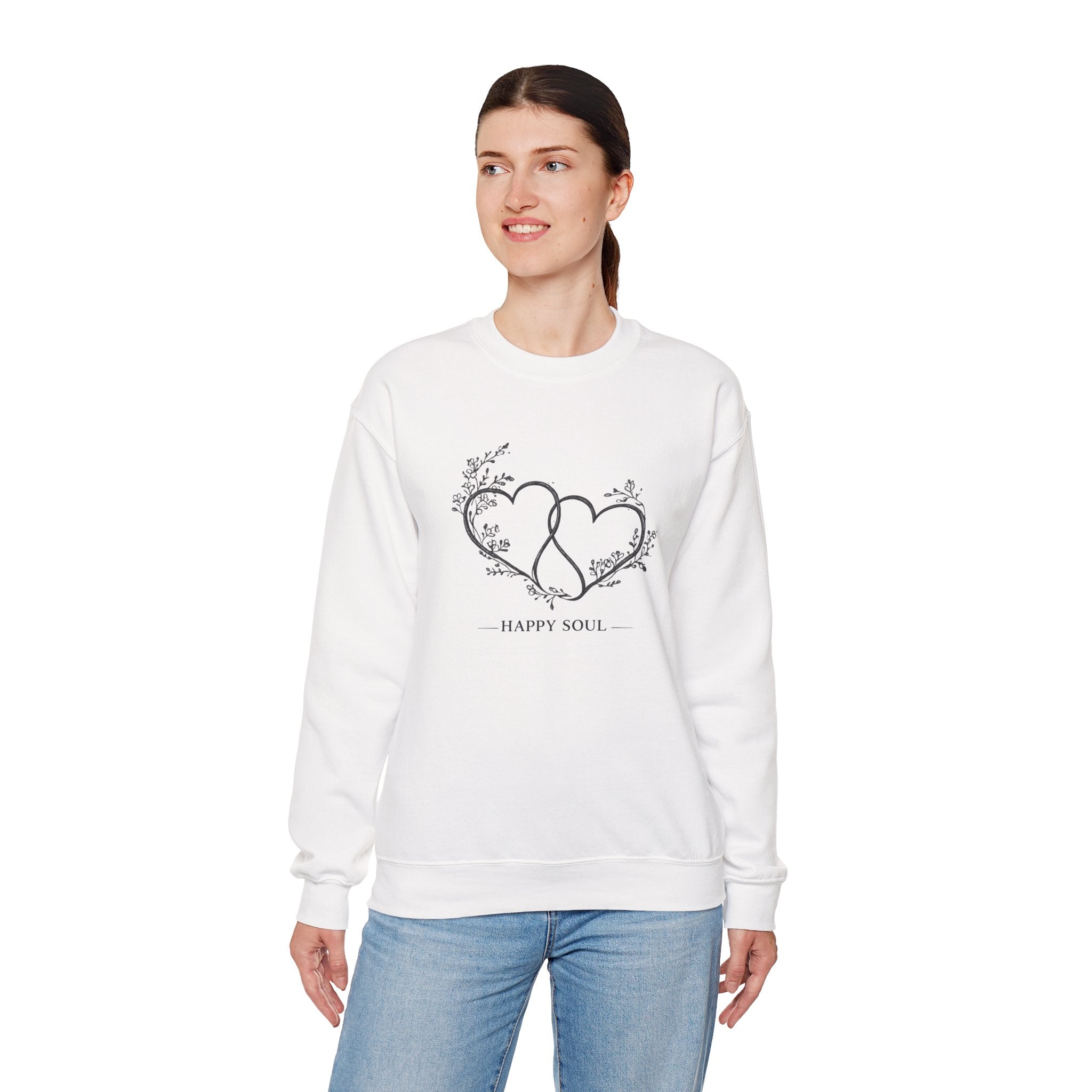 'Happy Soul' Double Heart Floral Design  —  Women Sweatshirt