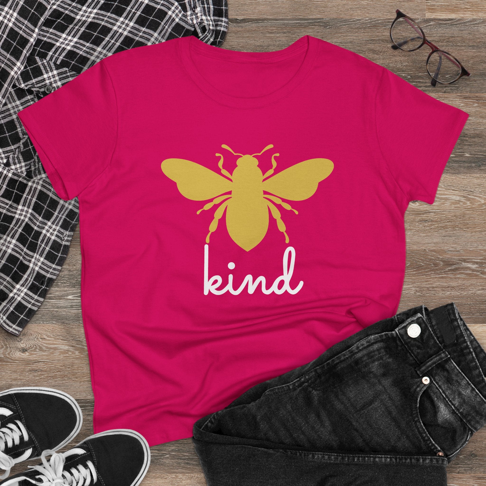 Yellow Bee Graphic Cotton Women T‑Shirt