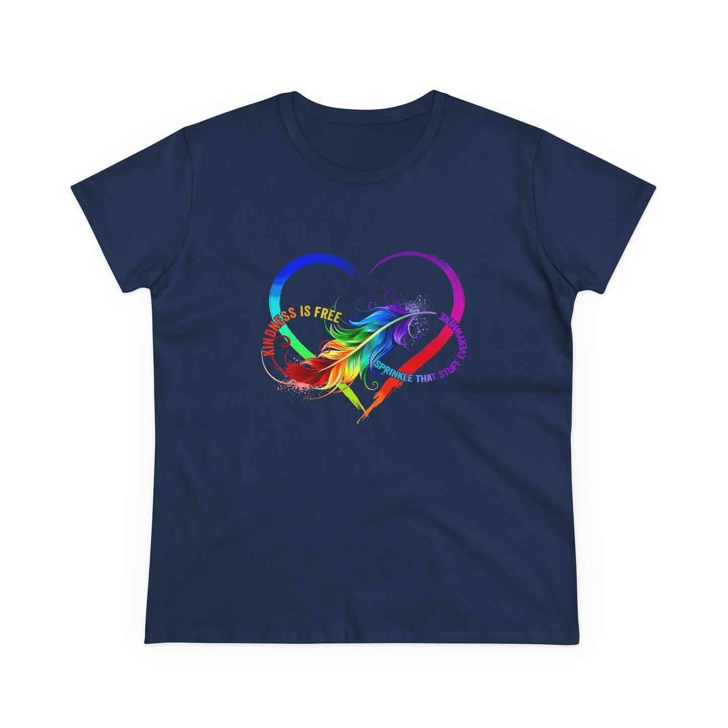 Rainbow Feather Heart Women's T-Shirt.