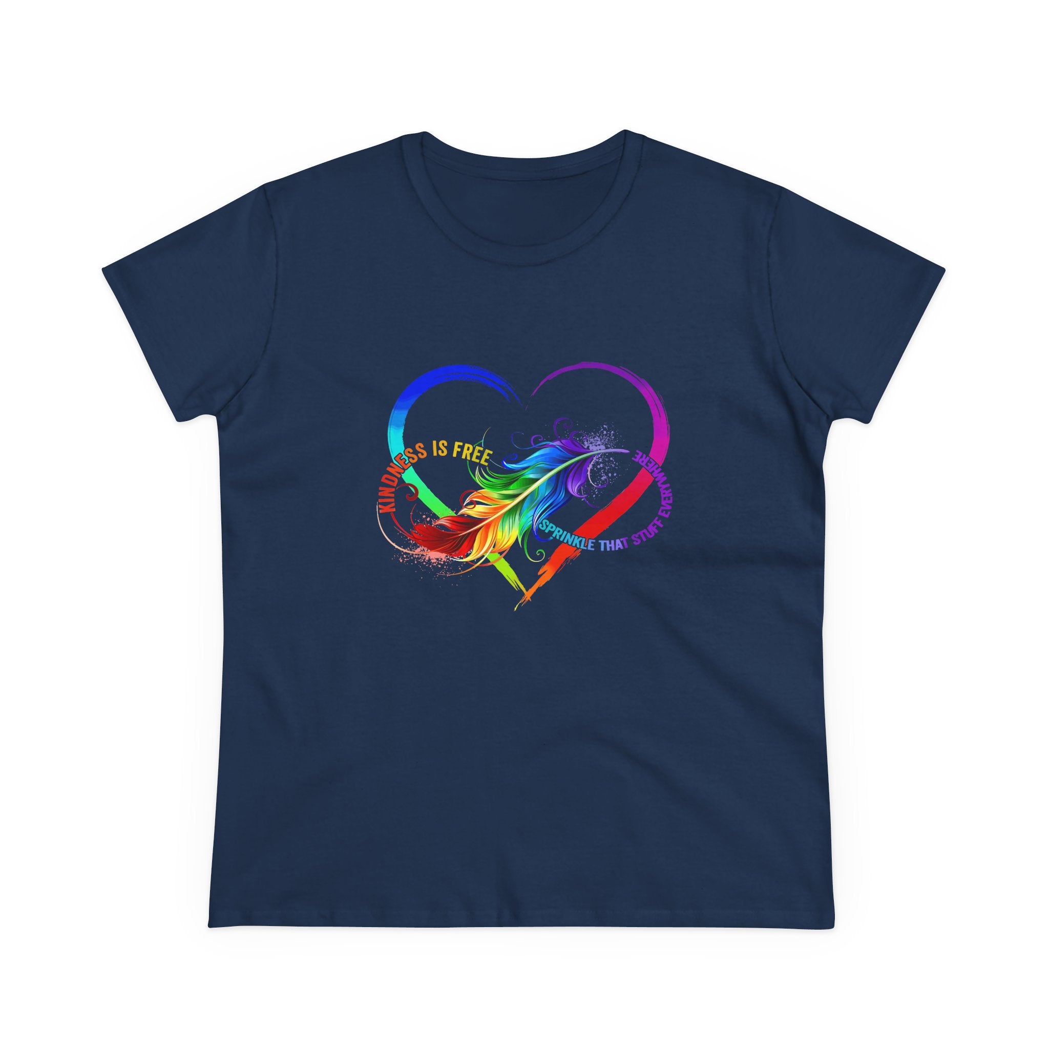 Rainbow Feather Heart Women's T-Shirt.