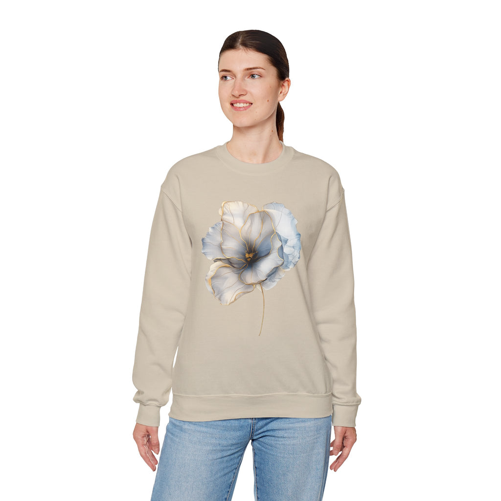 Soft Blue Poppy Design — Women Sweatshirt