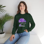Purple Floral Tree & Cat Crewneck Sweatshirt.