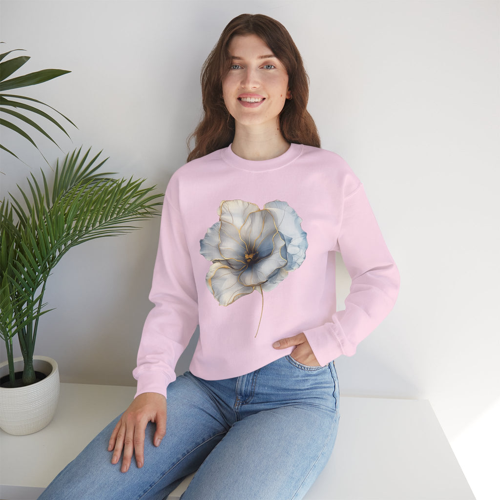Soft Blue Poppy Design — Women Sweatshirt