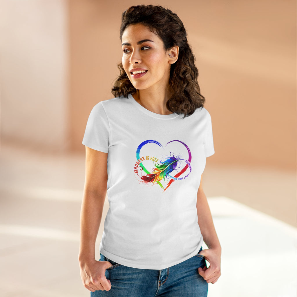Rainbow Feather Heart Women's T-Shirt.