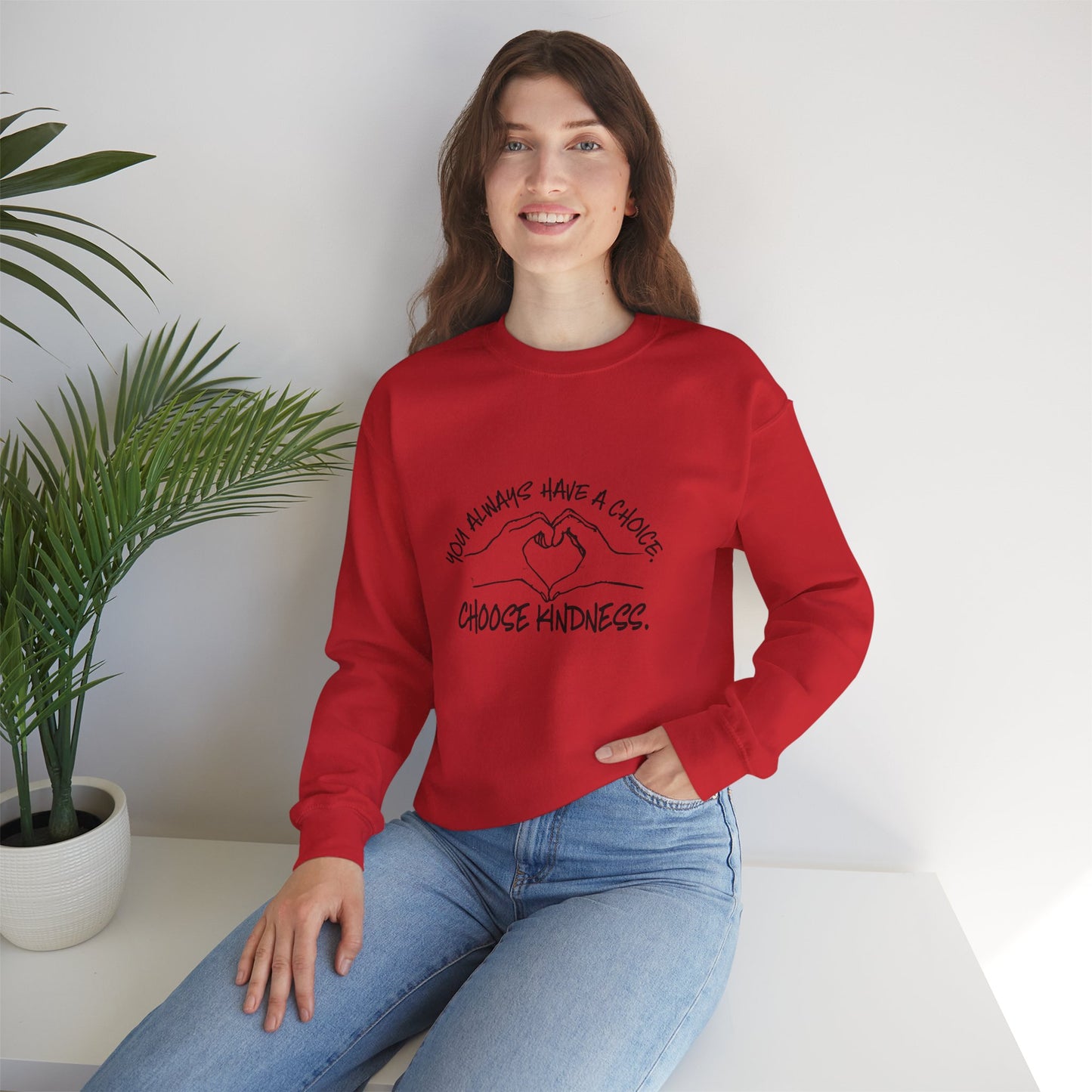 Crewneck Heart Hands Graphic Sweatshirt.