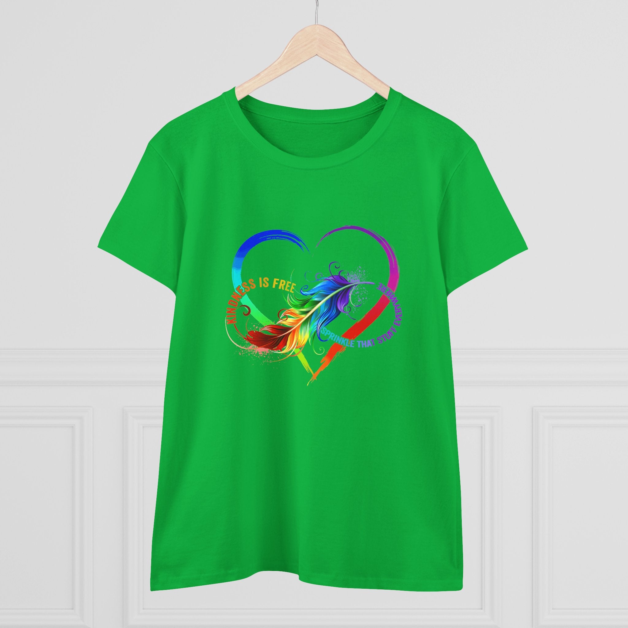 Rainbow Feather Heart Women's T-Shirt.