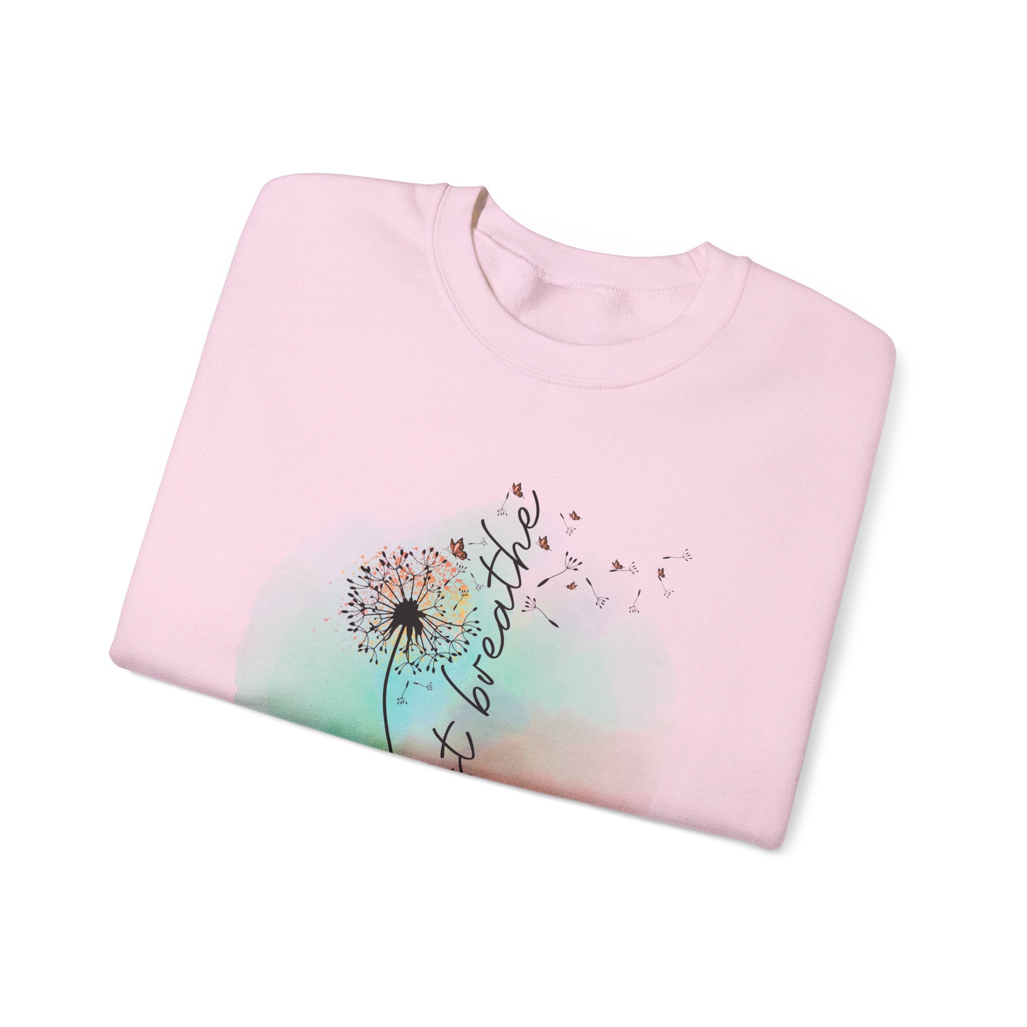 'Just Breathe' Dandelion Watercolor Comfort — Crewneck Sweatshirt