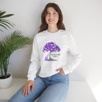 Purple Floral Tree & Cat Crewneck Sweatshirt.