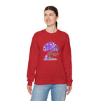 Purple Floral Tree & Cat Crewneck Sweatshirt.