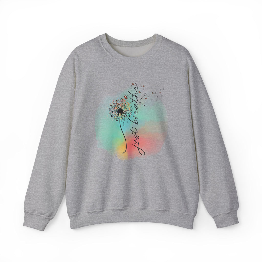 'Just Breathe' Dandelion Watercolor Comfort — Crewneck Sweatshirt