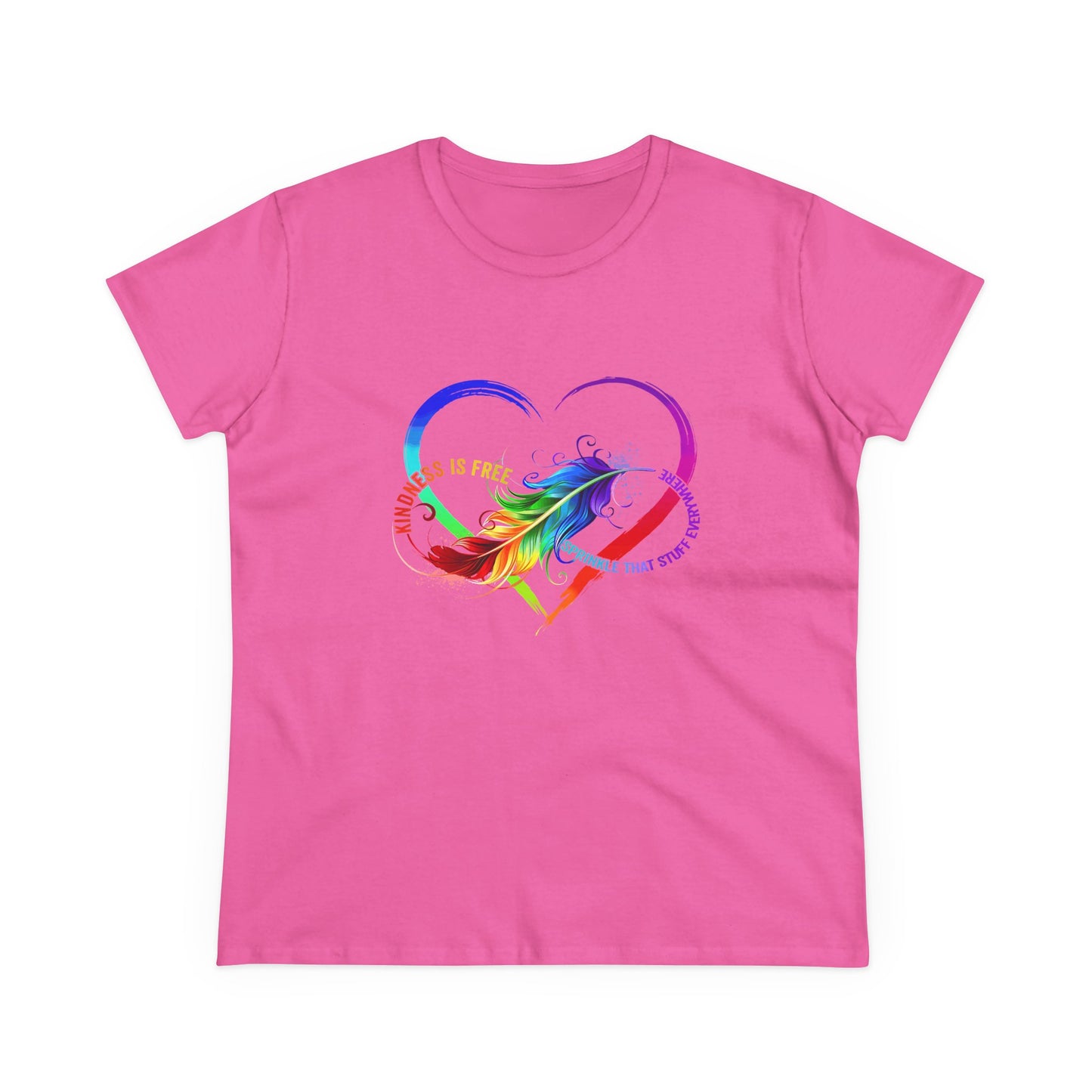 Rainbow Feather Heart Women's T-Shirt.