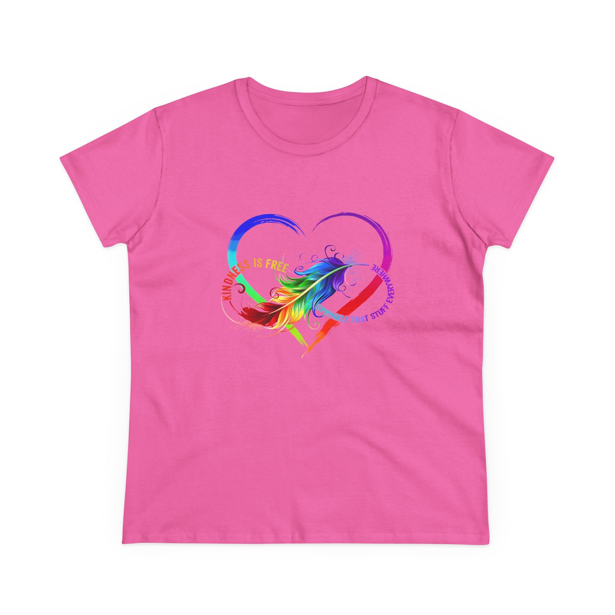 Rainbow Feather Heart Women's T-Shirt.