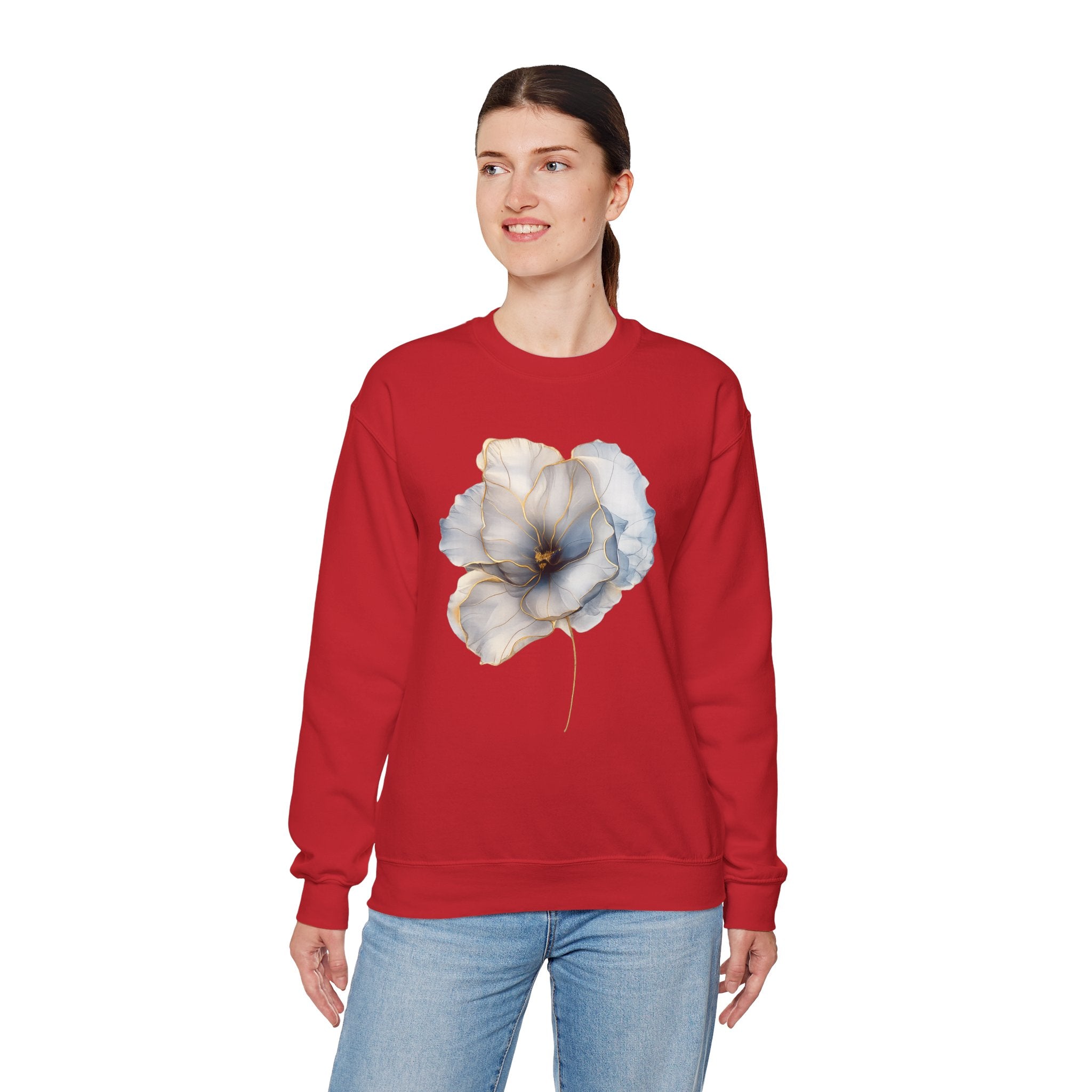 Soft Blue Poppy Design — Women Sweatshirt