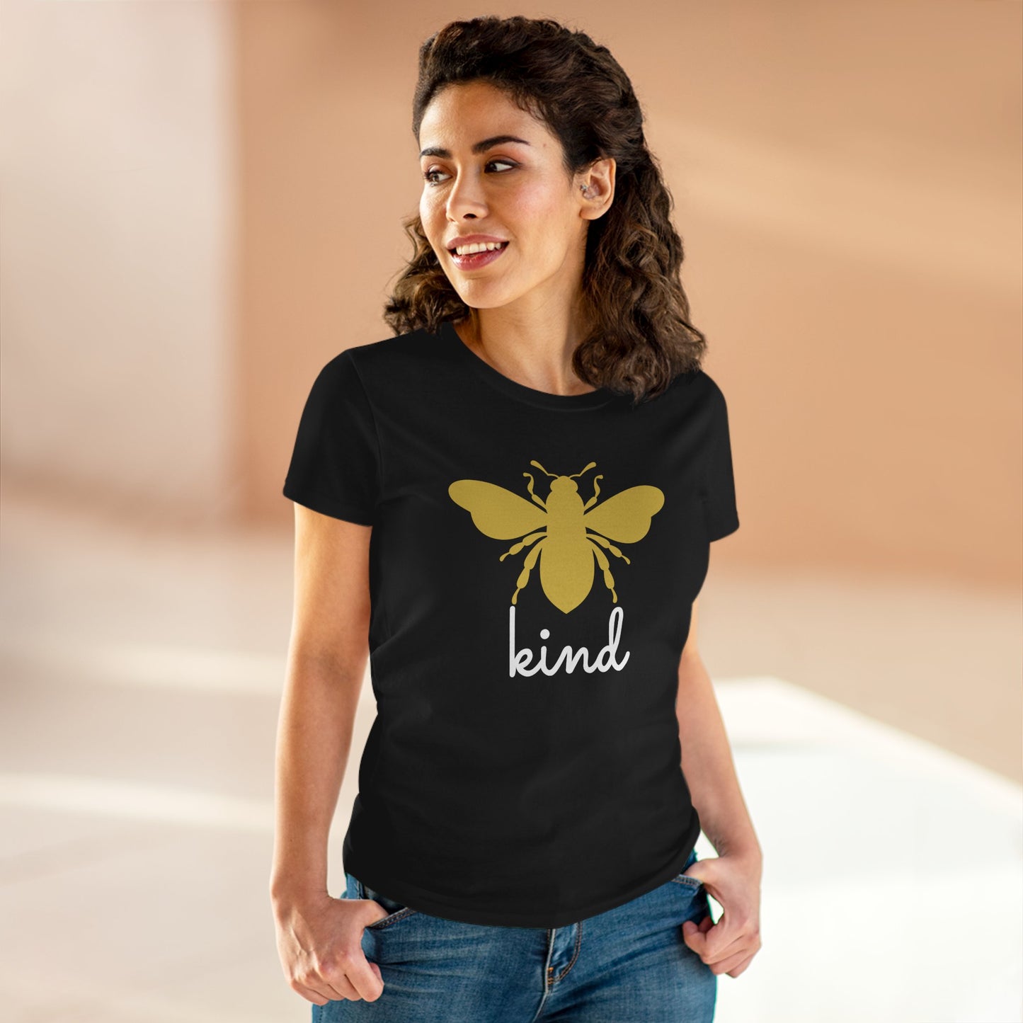 Yellow Bee Graphic Cotton Women T‑Shirt
