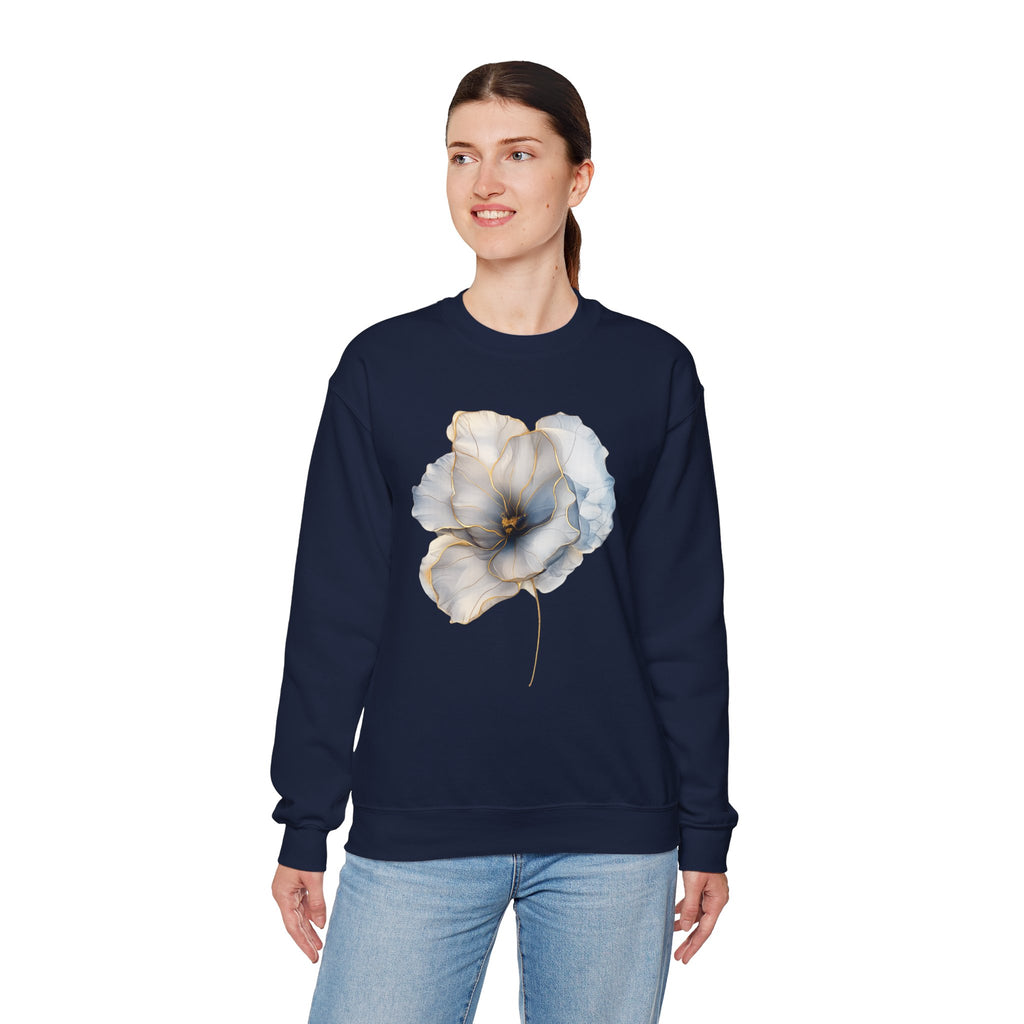 Soft Blue Poppy Design — Women Sweatshirt