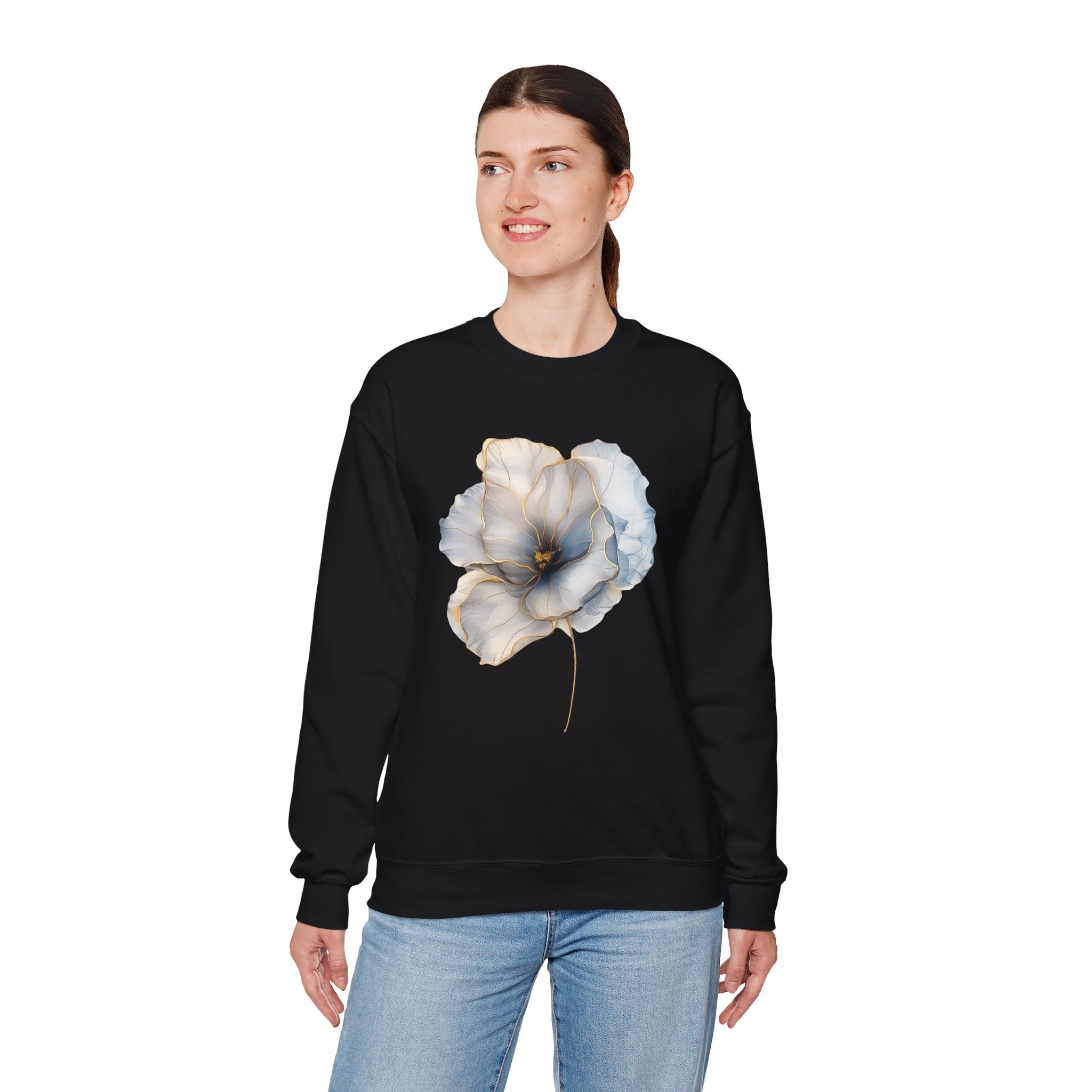 Soft Blue Poppy Design — Women Sweatshirt