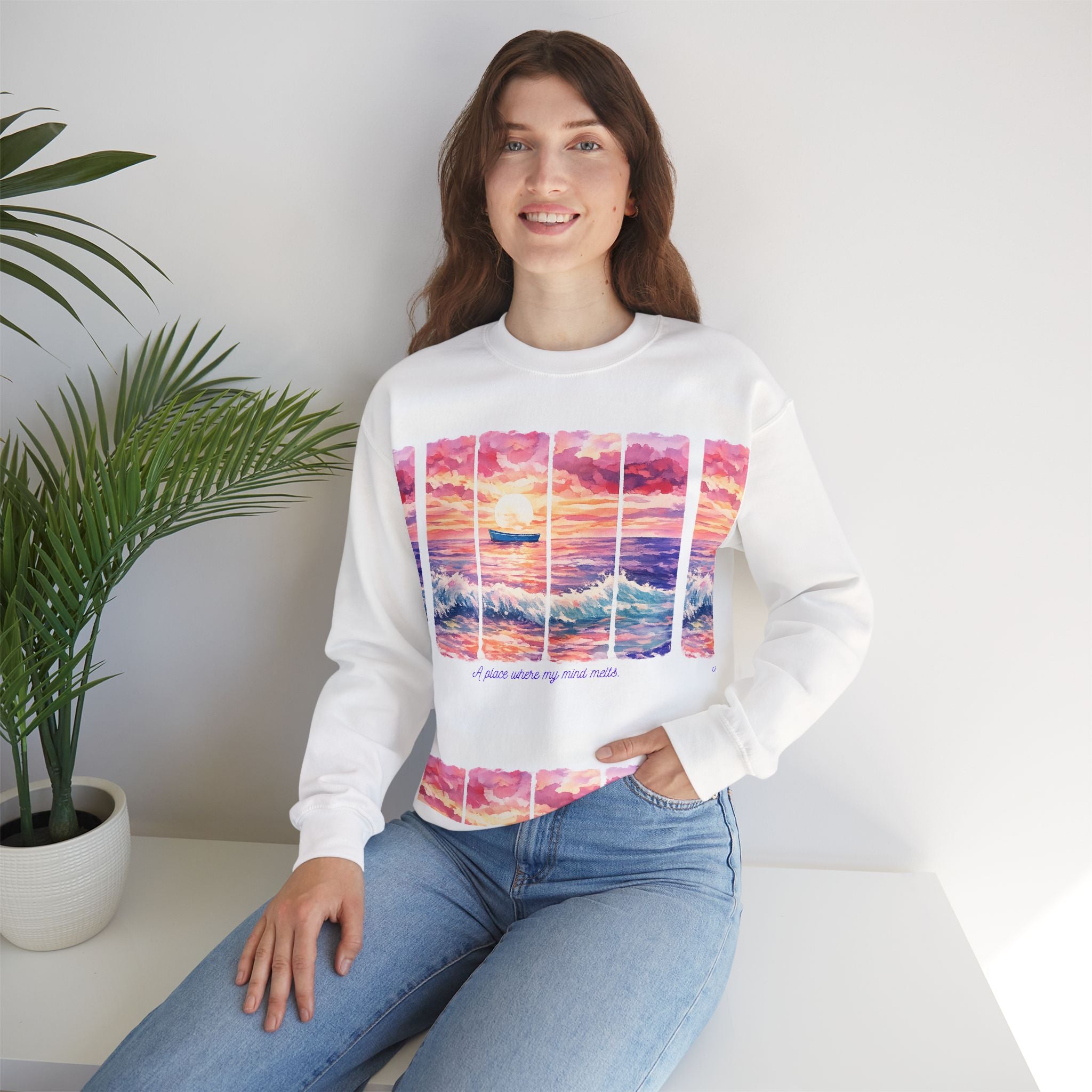Sunset Ocean Crewneck Women Sweatshirt.