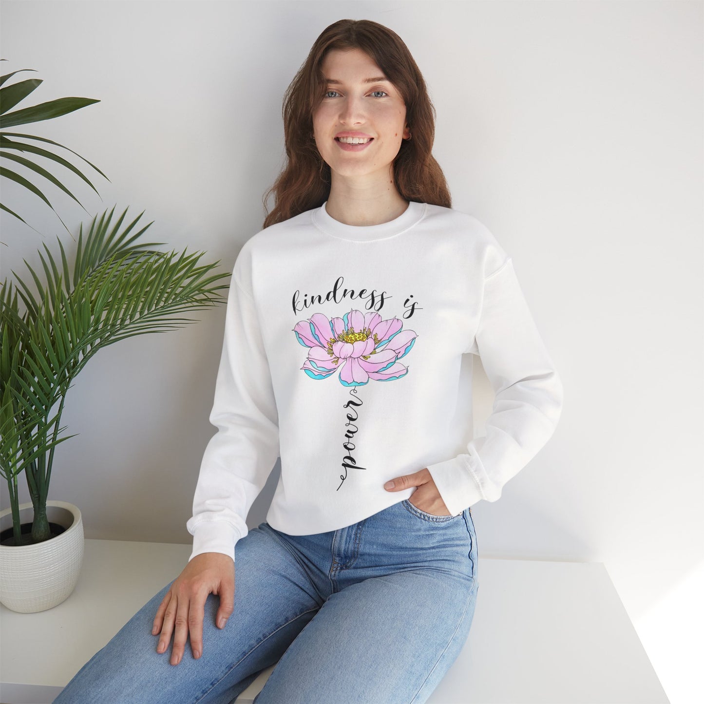 Kindness Is Power Floral Crewneck Women Sweatshirt