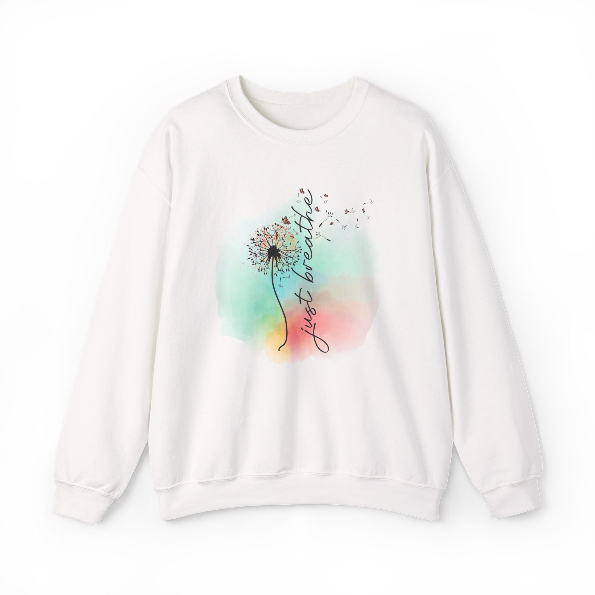 'Just Breathe' Dandelion Watercolor Comfort — Crewneck Sweatshirt