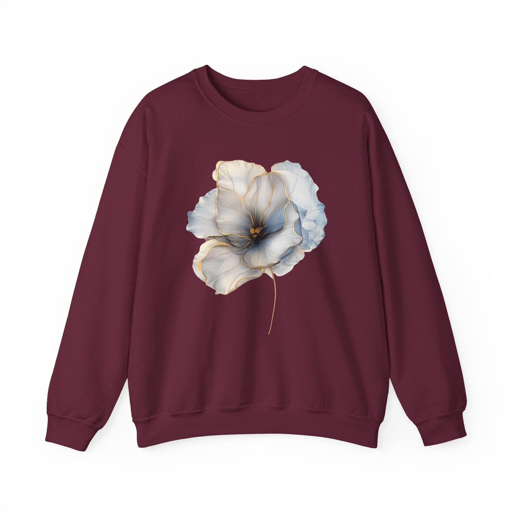 Soft Blue Poppy Design — Women Sweatshirt