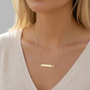 Be Kind Bar Necklace — Engraved Horizontal Pendant Necklace