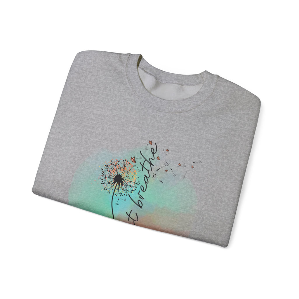 'Just Breathe' Dandelion Watercolor Comfort — Crewneck Sweatshirt