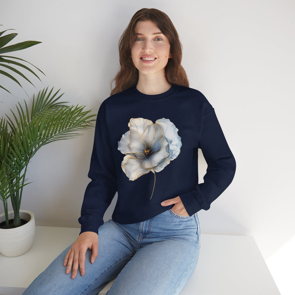 Soft Blue Poppy Design — Women Sweatshirt