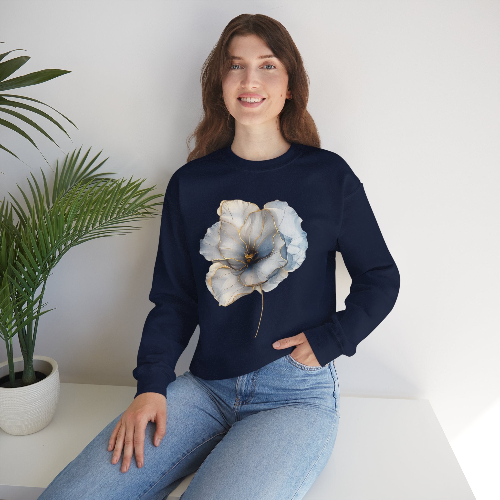 Soft Blue Poppy Design — Women Sweatshirt