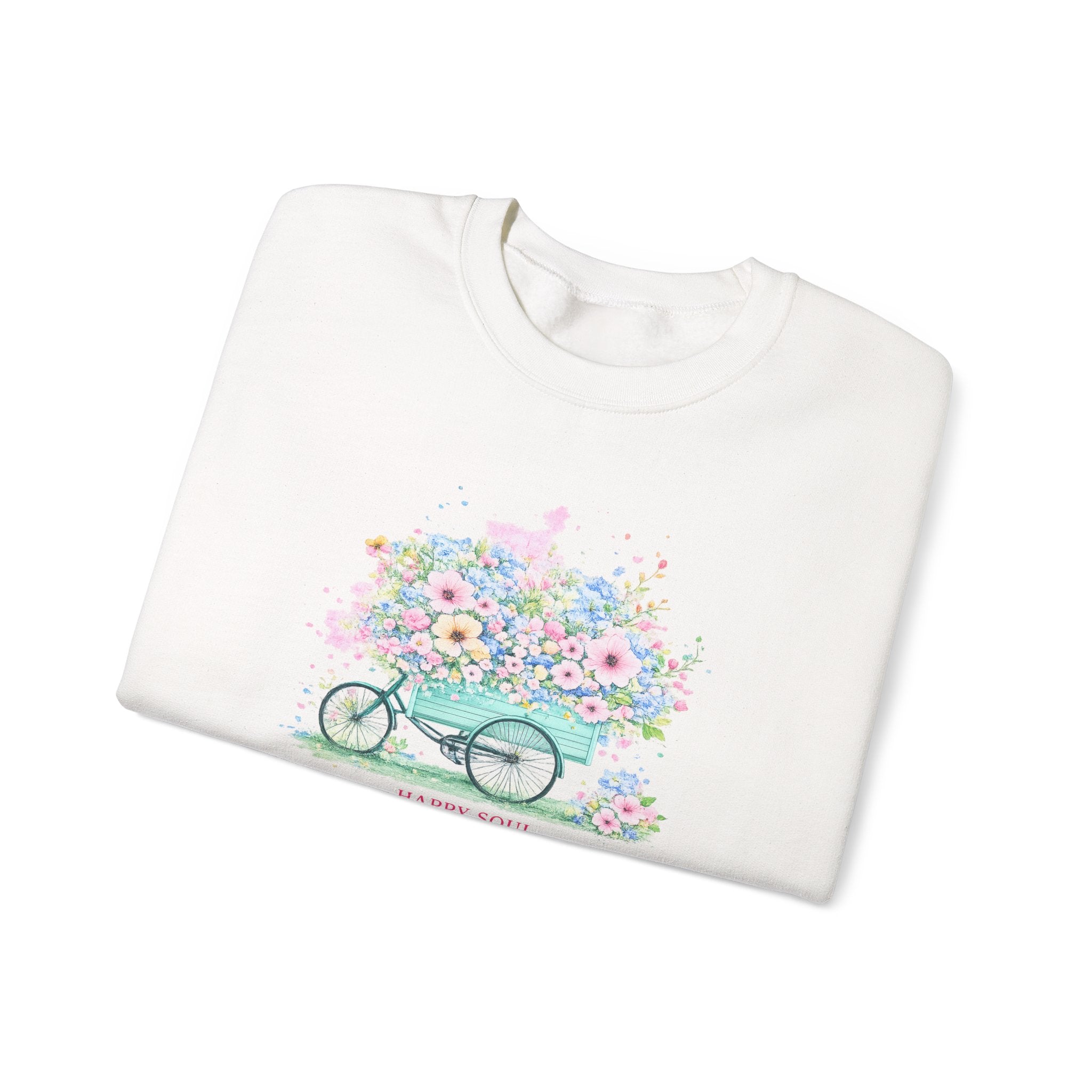 Floral Bike "Happy Soul" Crewneck Sweatshirt