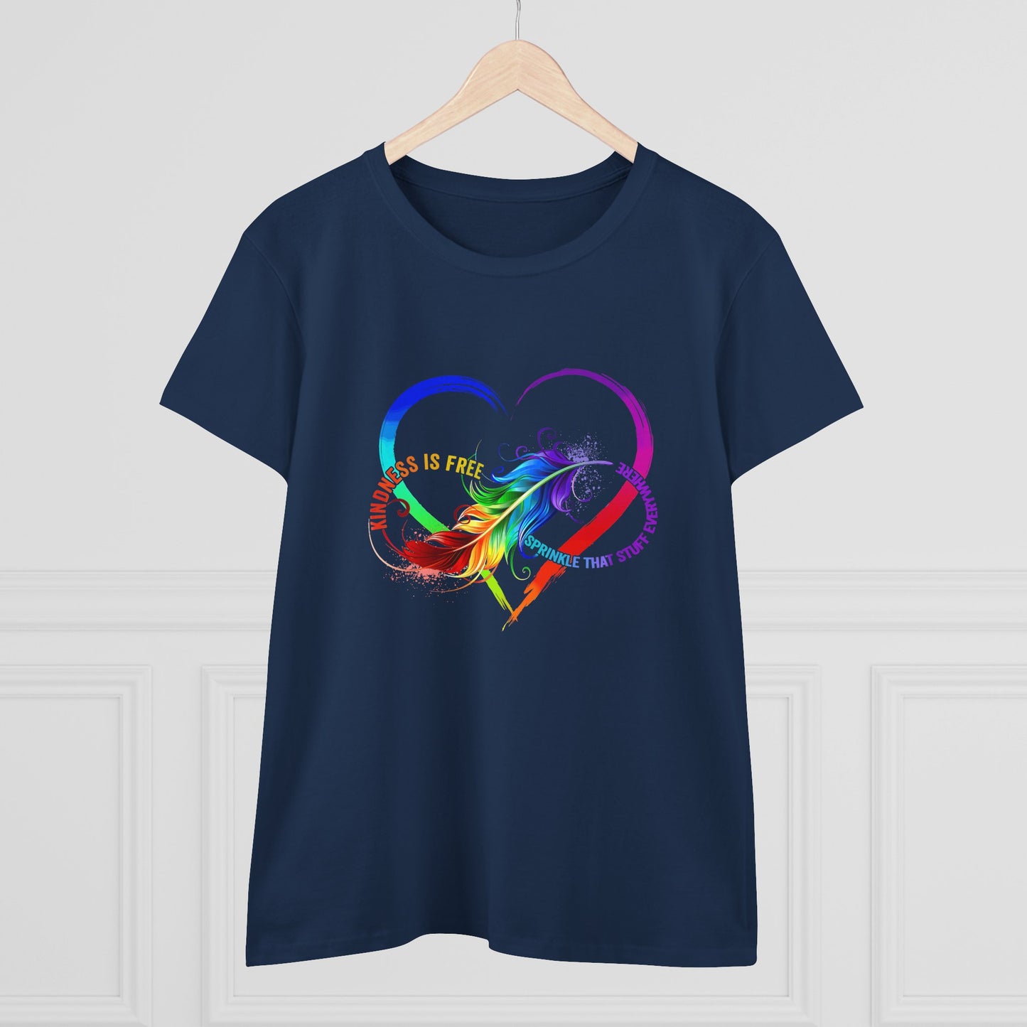 Rainbow Feather Heart Women's T-Shirt.