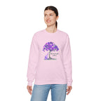 Purple Floral Tree & Cat Crewneck Sweatshirt.