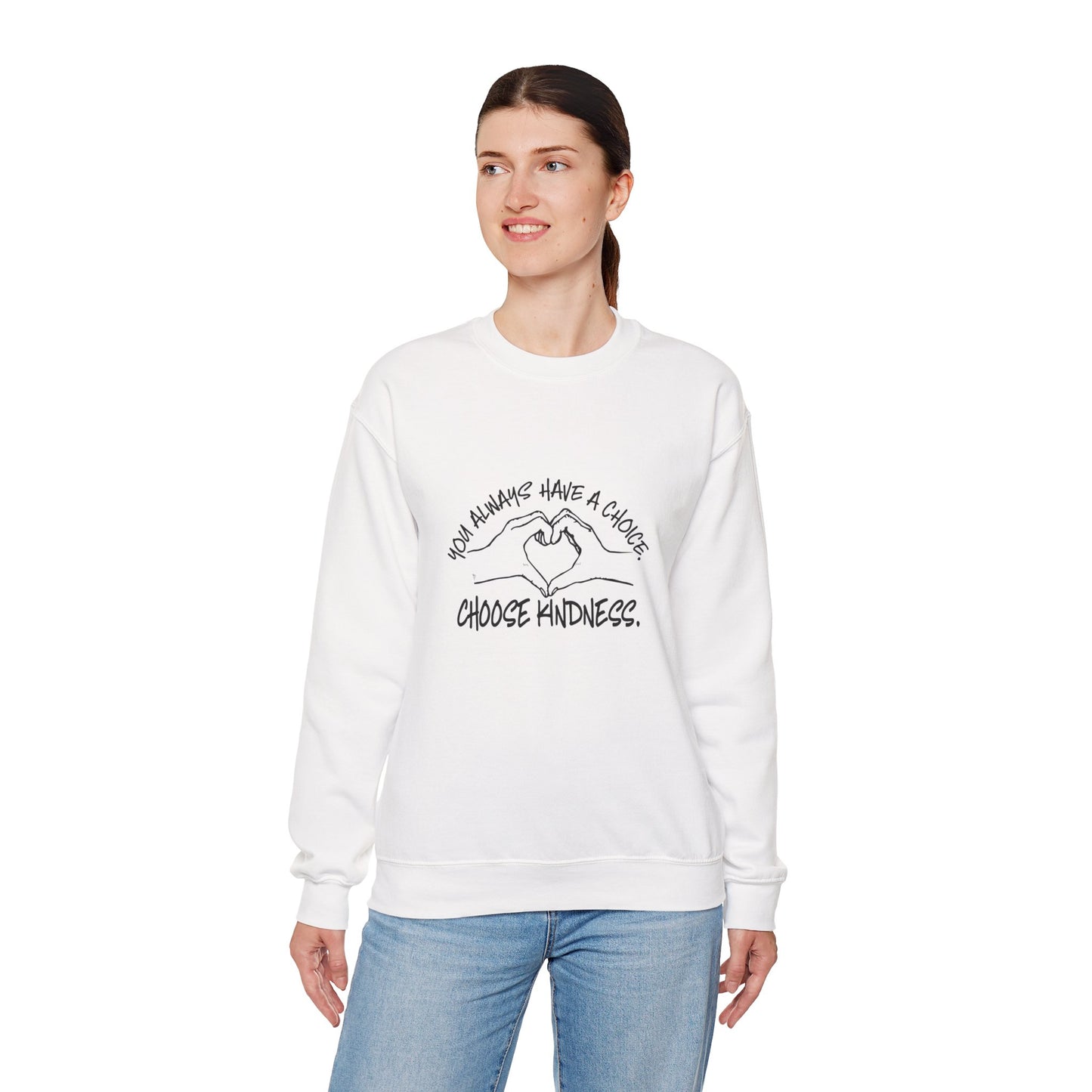 Crewneck Heart Hands Graphic Sweatshirt.