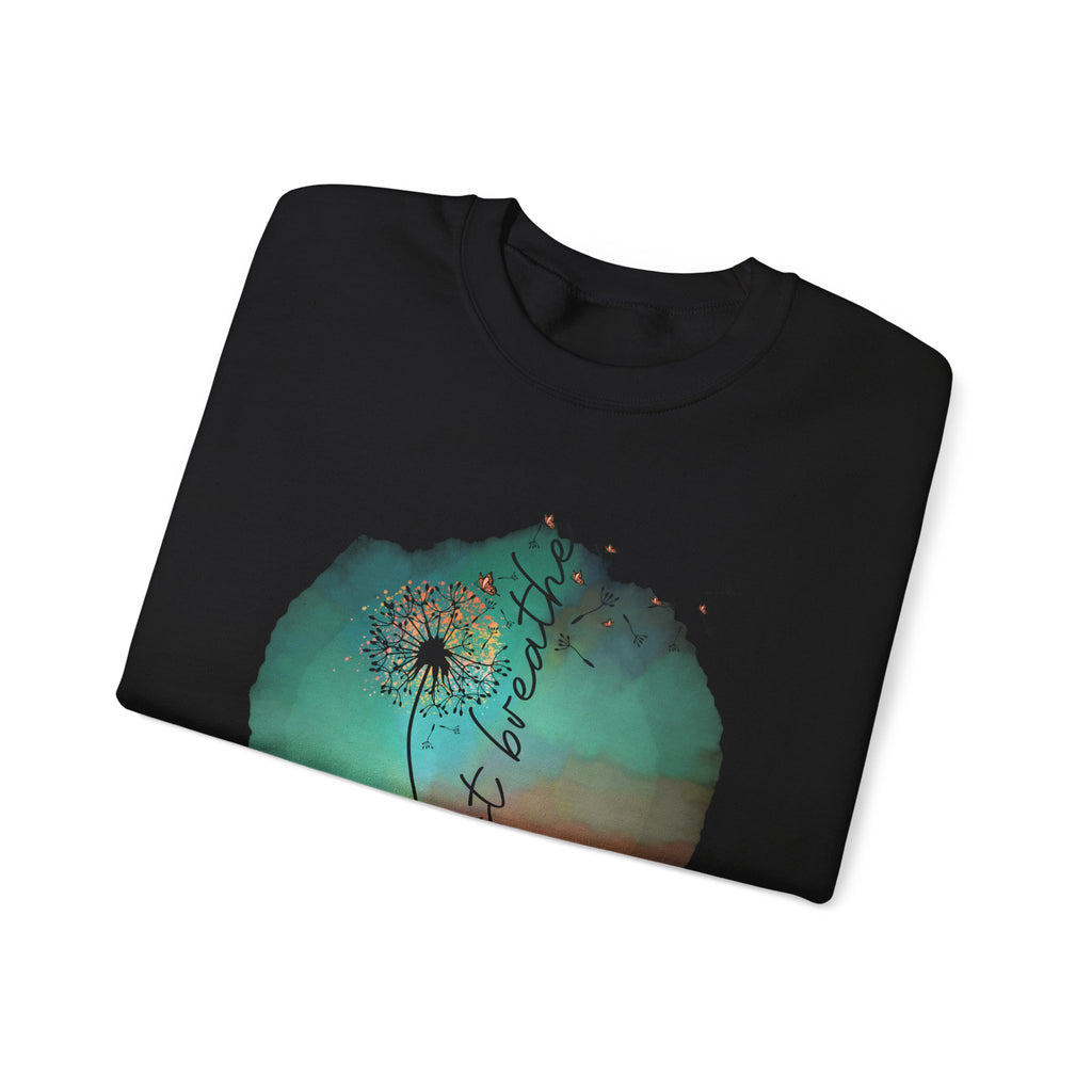 'Just Breathe' Dandelion Watercolor Comfort — Crewneck Sweatshirt