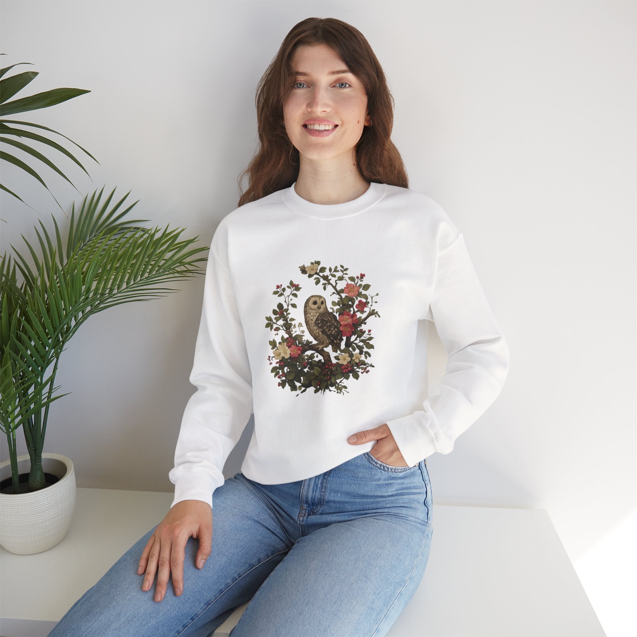 Owl & Wildflower Crewneck Sweatshirt.