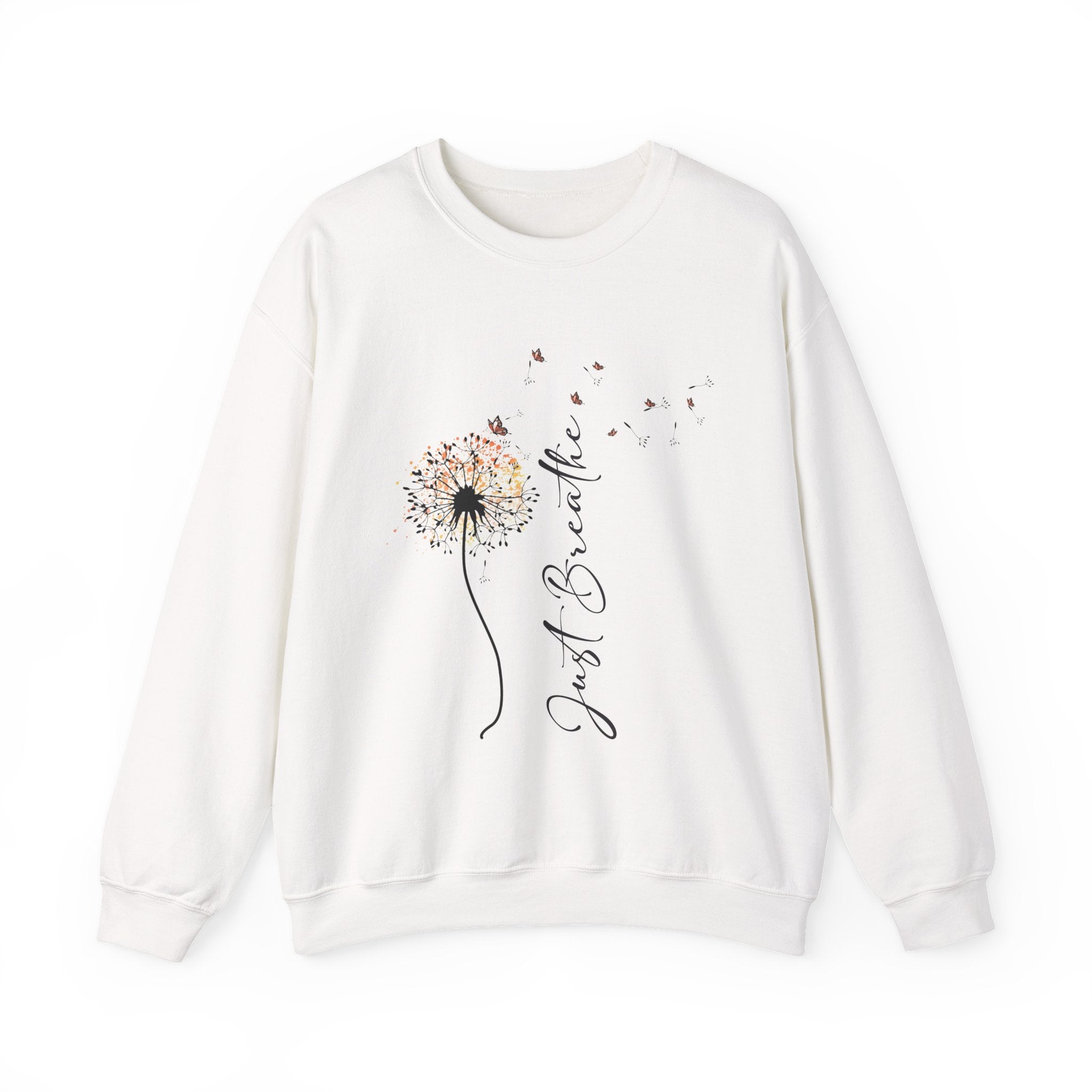 Crewneck Sweatshirt - Dandelion "Just Breathe" Floral Graphic