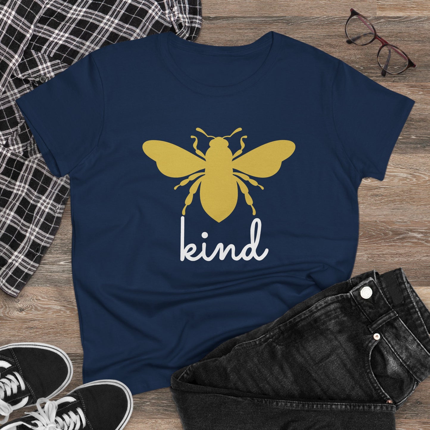 Yellow Bee Graphic Cotton Women T‑Shirt
