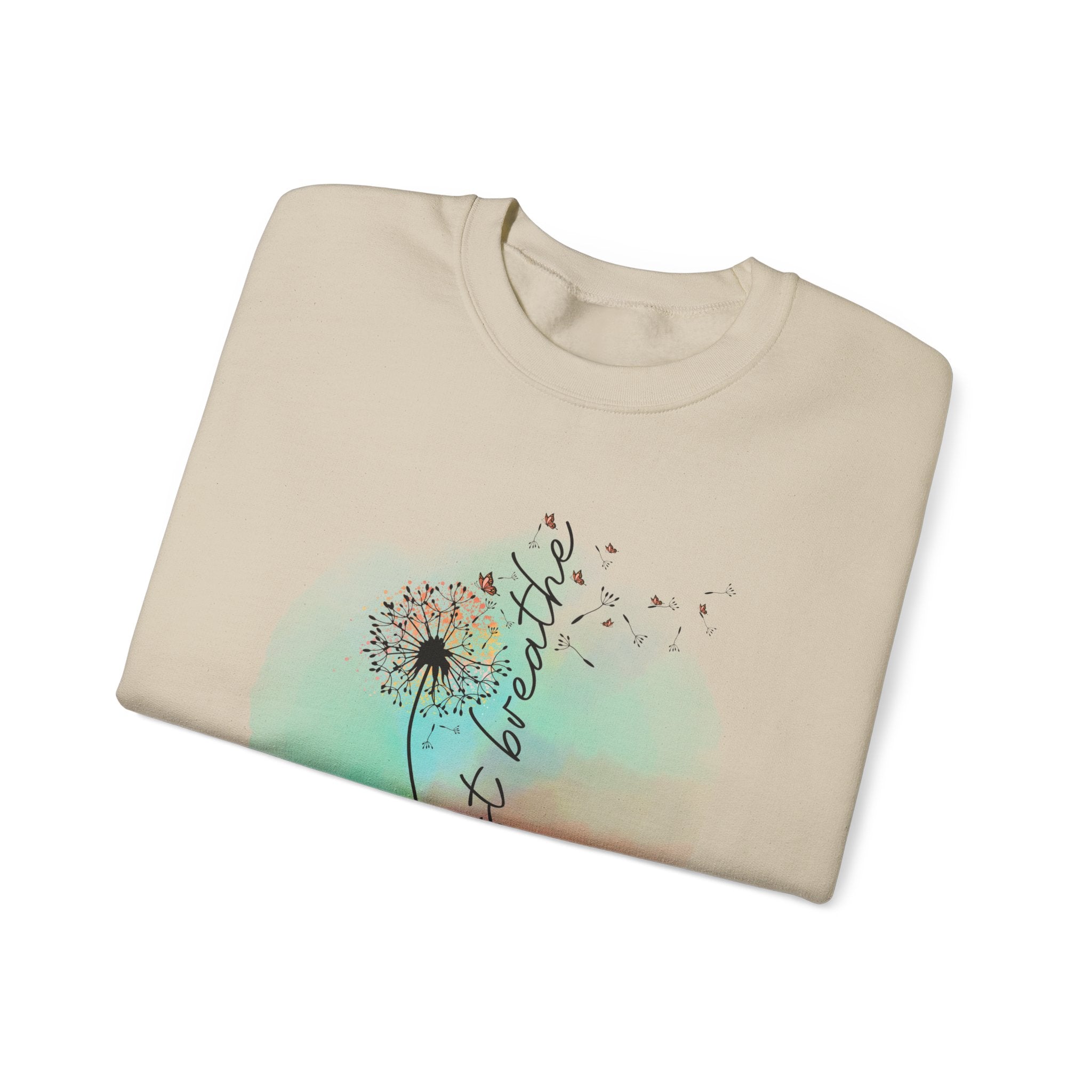 'Just Breathe' Dandelion Watercolor Comfort — Crewneck Sweatshirt