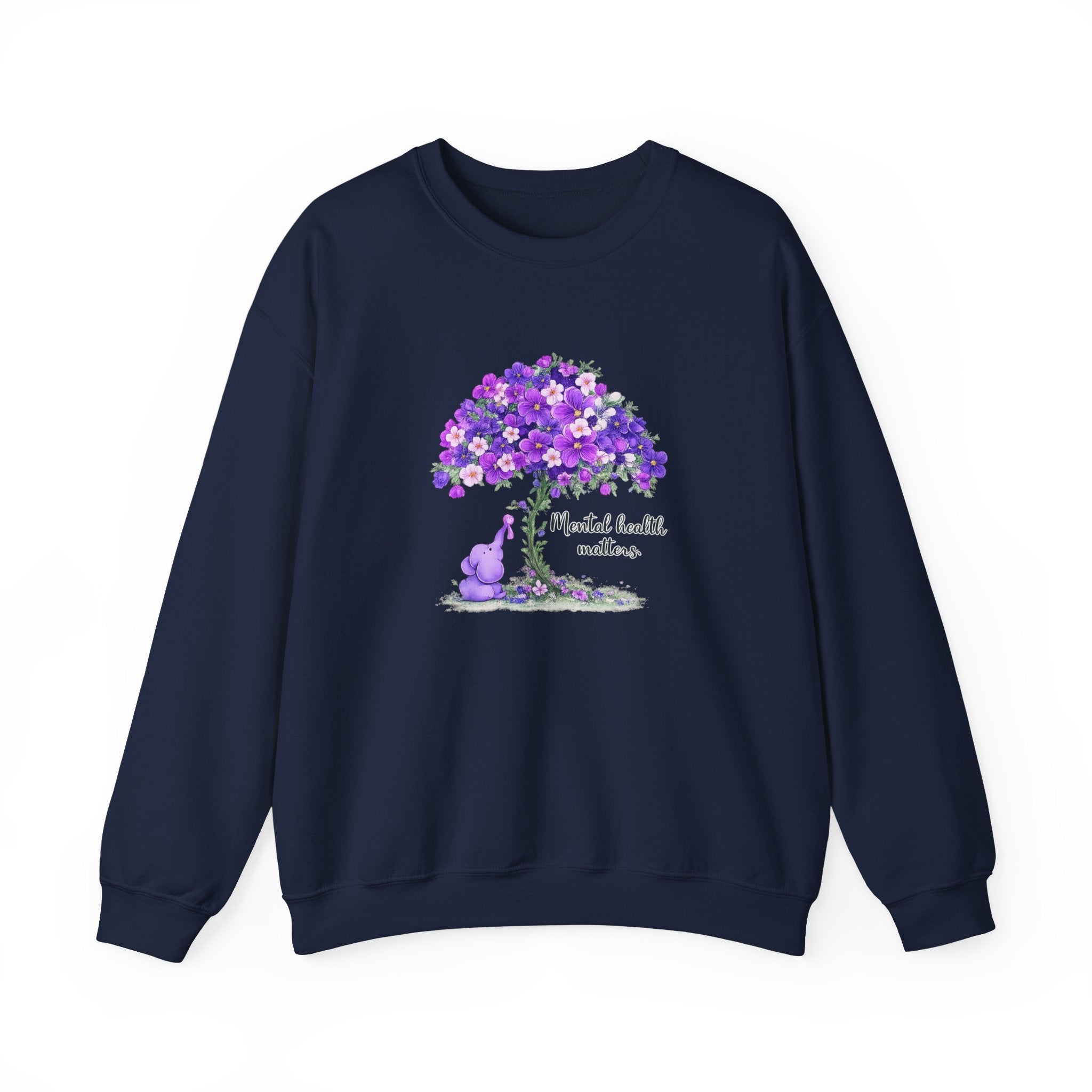 Purple Floral Tree & Cat Crewneck Sweatshirt.