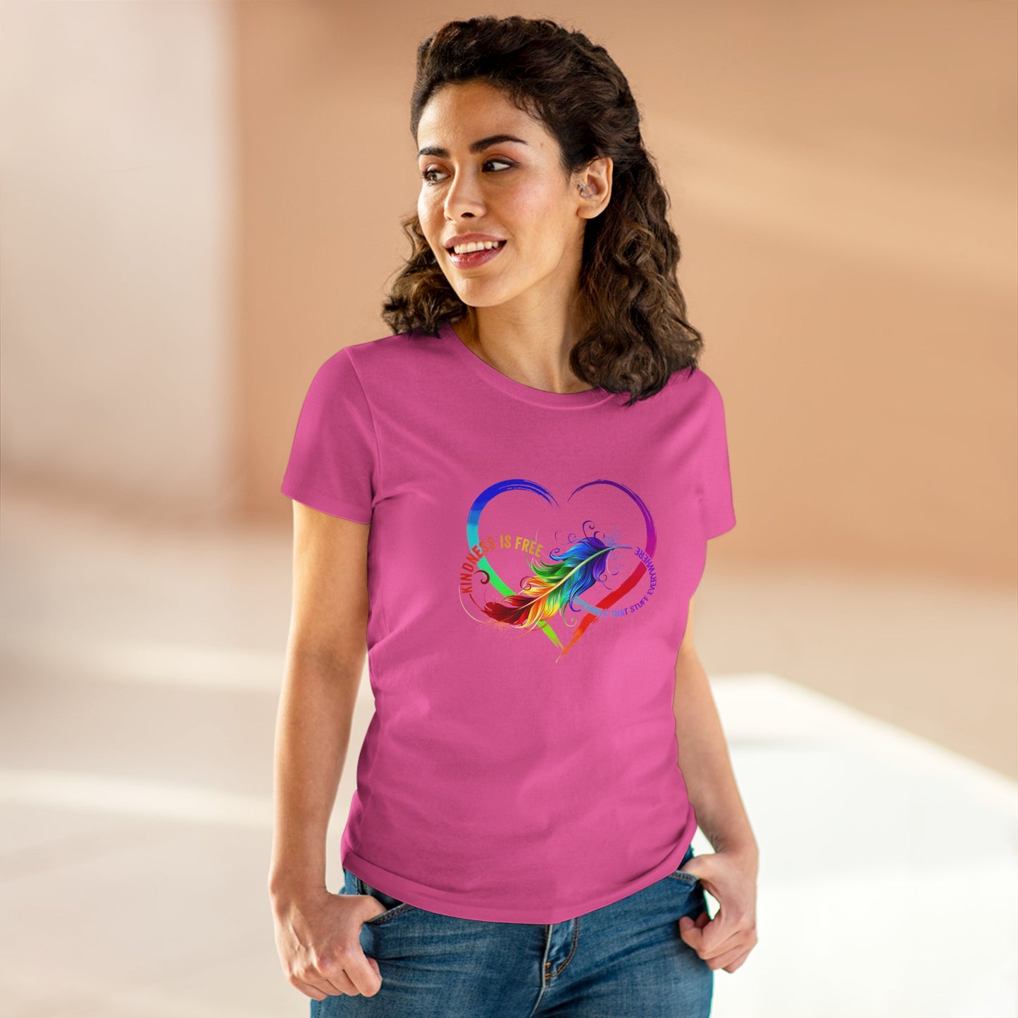 Rainbow Feather Heart Women's T-Shirt.