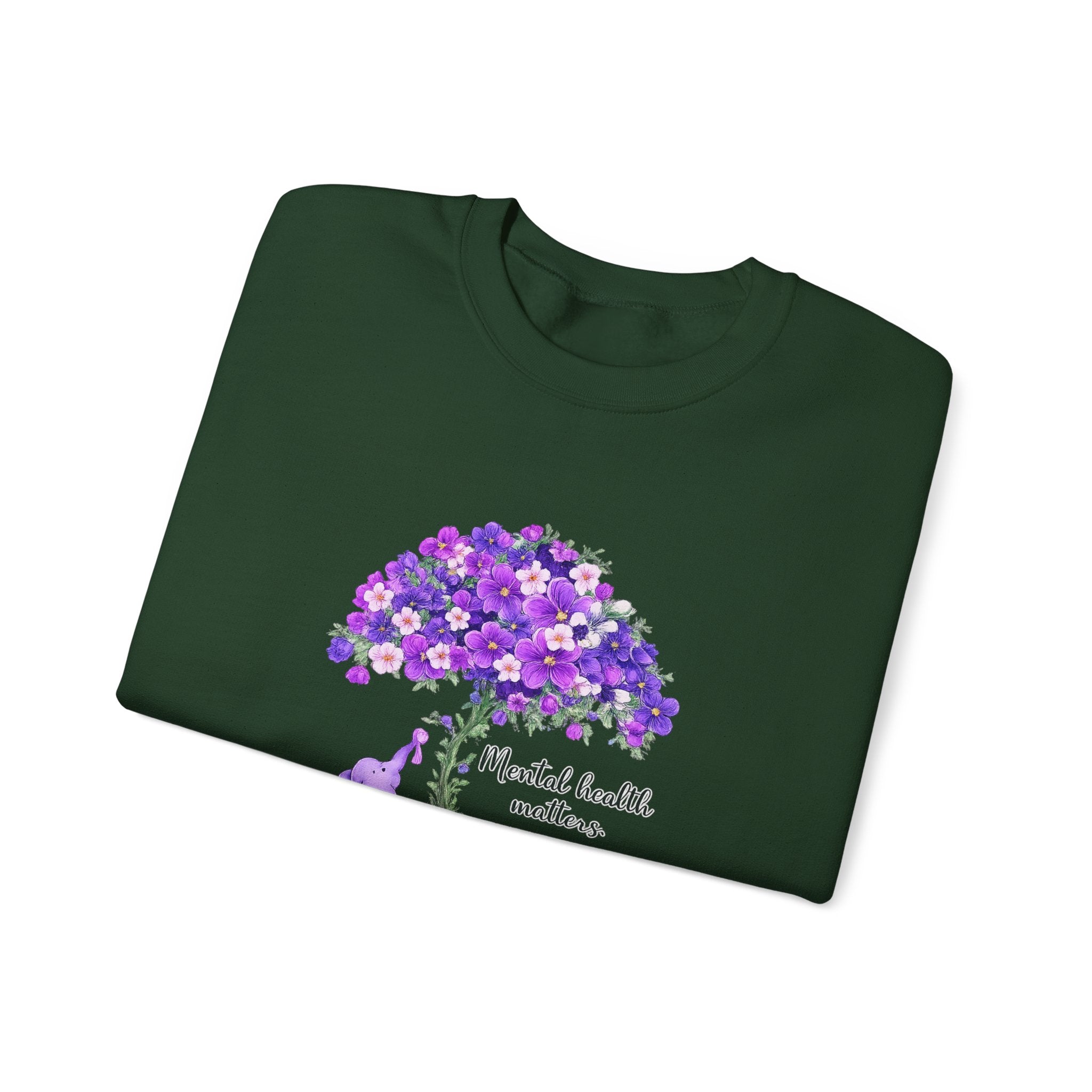 Purple Floral Tree & Cat Crewneck Sweatshirt.